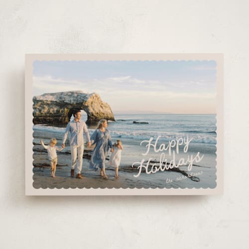 This is a creamer holiday photo cards with standard by Pixel and Hank called dispatch printing on recycled smooth signature in standard