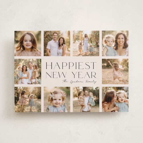This is a marshmallow holiday photo cards with standard by Betsy Siber called all the happy printing on recycled smooth signature in standard