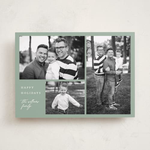 This is a sage holiday photo cards with standard by Angela Thompson called simple gallery printing on recycled smooth signature in standard