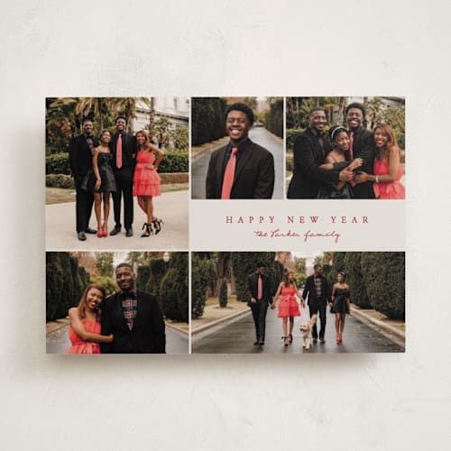 This is a poinsettia holiday photo cards with standard by Brianne Larsen called simple five printing on recycled smooth signature in standard