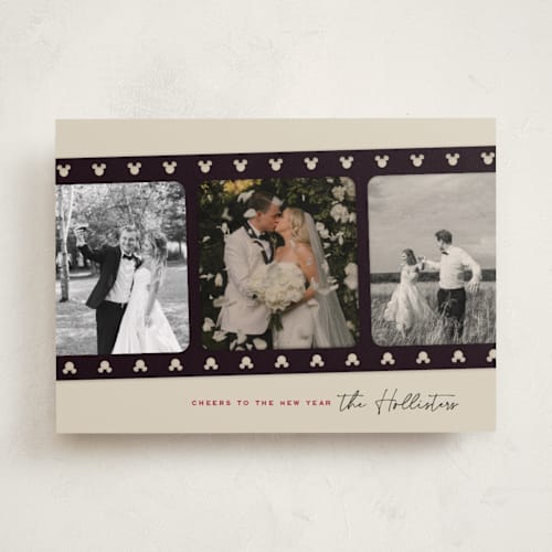 This is a retro holiday photo cards with standard by Kamala Nahas called mickey filmstrip printing on recycled smooth signature in standard