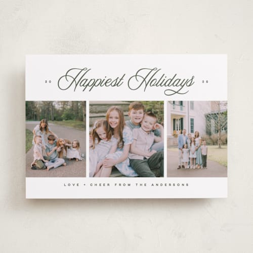 This is a balsam holiday photo cards with standard by Kristie Kern called the magnolia printing on recycled smooth signature in standard
