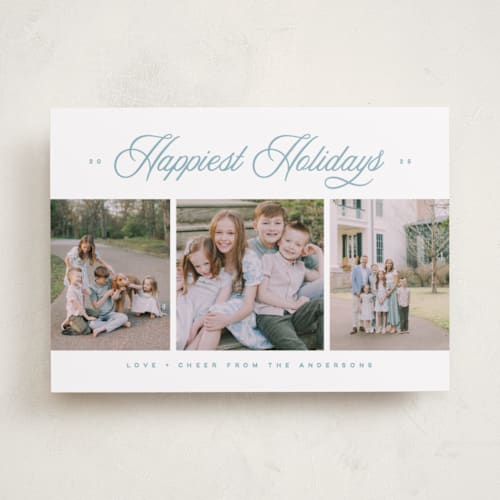 This is a ice holiday photo cards with standard by Kristie Kern called the magnolia printing on recycled smooth signature in standard