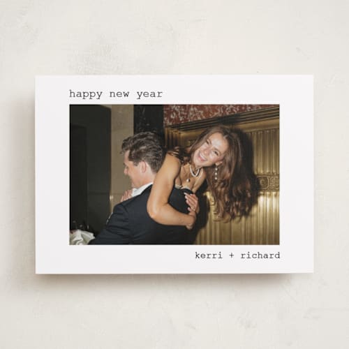 This is a snow holiday photo cards with standard by Amanda Stuff called typewriter printing on recycled smooth signature in standard