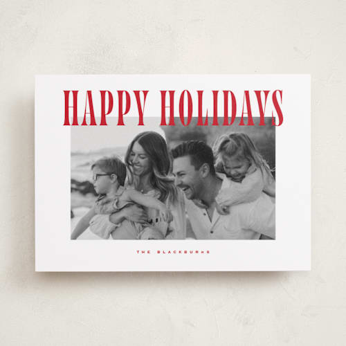 This is a candy cane holiday photo cards with standard by Wildfield Paper Co called happy holidays! printing on recycled smooth signature in standard
