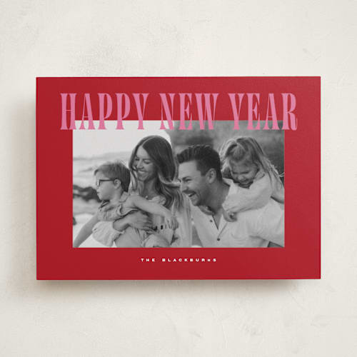 This is a ribbon candy holiday photo cards with standard by Wildfield Paper Co called happy holidays! printing on recycled smooth signature in standard