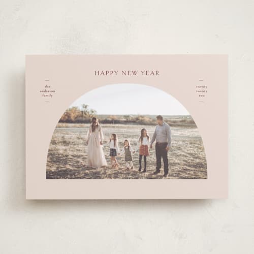 This is a desert holiday photo cards with standard by Wendy Chung called arched simplicity printing on recycled smooth signature in standard
