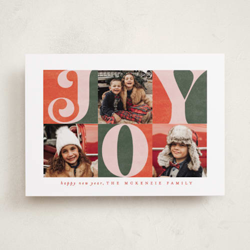 This is a gumdrop holiday photo cards with standard by Brooke Chandler called tripled joy printing on recycled smooth signature in standard