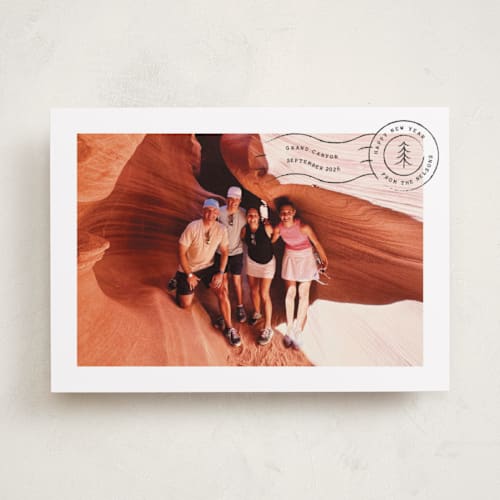 This is a charcoal holiday photo cards with standard by Amy Payne called vacation postcard printing on recycled smooth signature in standard