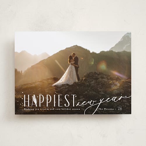 This is a frost holiday photo cards with standard by Anastasia Makarova called so merrier together printing on recycled smooth signature in standard