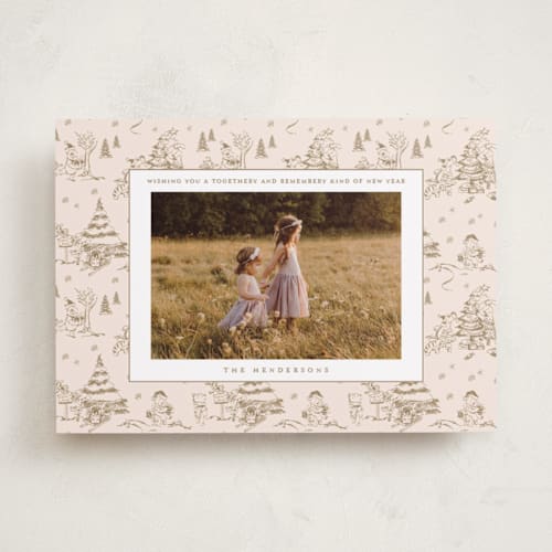 This is a caramel holiday photo cards with standard by Teju Reval called disney's holiday pooh printing on recycled smooth signature in standard