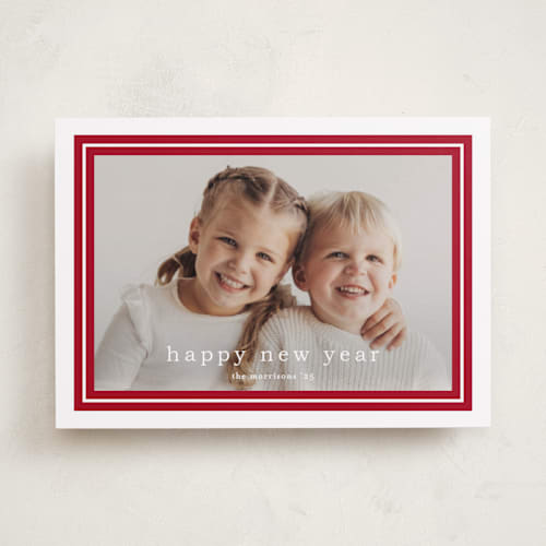 This is a candy cane holiday photo cards with standard by Stacey Meacham called preppy border printing on recycled smooth signature in standard