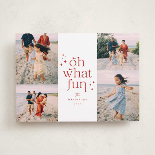 This is a holly berry holiday photo cards with standard by Olivia Raufman called brilliant fun printing on recycled smooth signature in standard