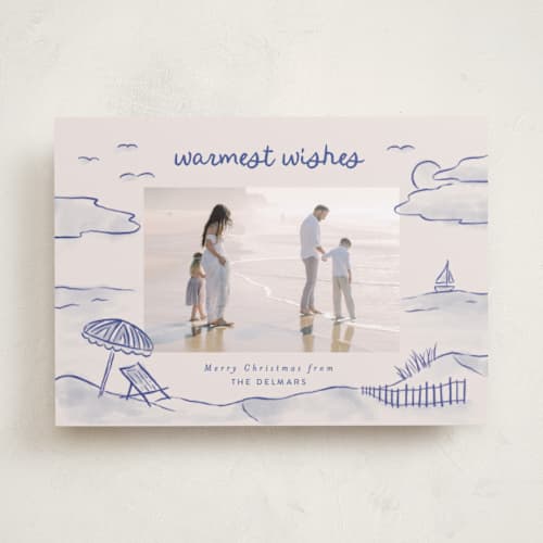 This is a ocean holiday photo cards with standard by Pink House Press called tis the sea sun printing on recycled smooth signature in standard