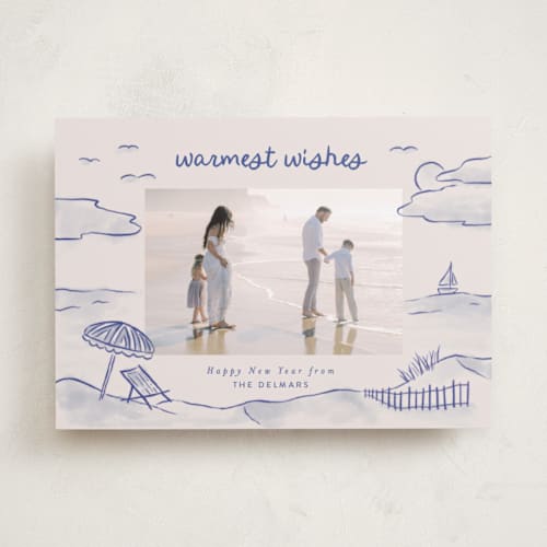 This is a ocean holiday photo cards with standard by Pink House Press called tis the sea sun printing on recycled smooth signature in standard