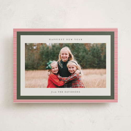This is a candy cane holiday photo cards with standard by Jackie Crawford called modern striped frame printing on recycled smooth signature in standard