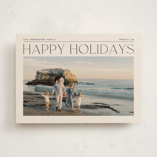 This is a ink holiday photo cards with standard by Ekko Studio called holiday headlines printing on recycled smooth signature in standard
