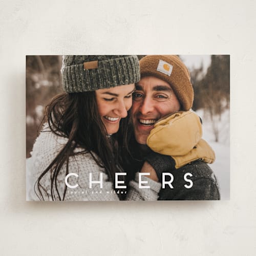 This is a snow holiday photo cards with standard by Kate Ross called love joy printing on recycled smooth signature in standard