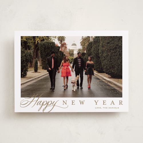 This is a honey holiday photo cards with standard by Carolyn MacLaren called footnote printing on recycled smooth signature in standard