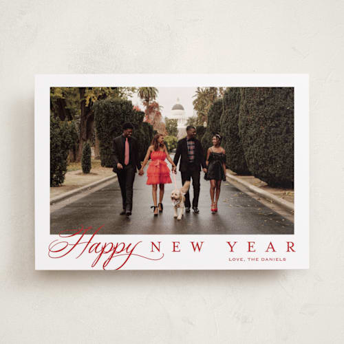 This is a cherry holiday photo cards with standard by Carolyn MacLaren called footnote printing on recycled smooth signature in standard