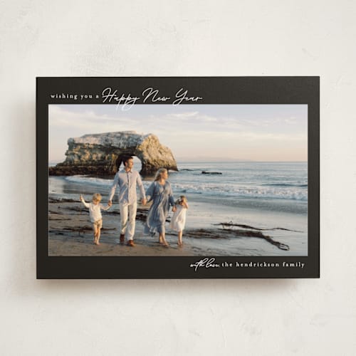 This is a charcoal holiday photo cards with standard by Chris Griffith called holiday fun printing on recycled smooth signature in standard