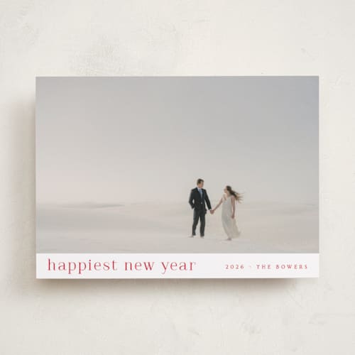 This is a berry holiday photo cards with standard by Design Lotus called minimalist delight printing on recycled smooth signature in standard