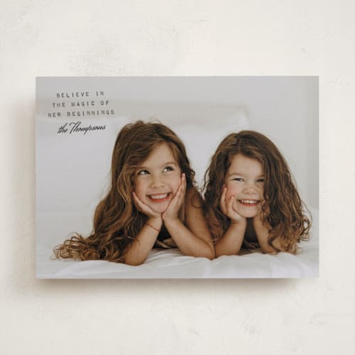 This is a coal holiday photo cards with standard by Heather Schertzer called believe printing on recycled smooth signature in standard