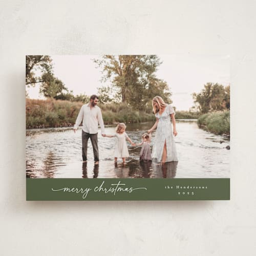 This is a forest holiday photo cards with standard by Christy Hy Lee called modernist printing on recycled smooth signature in standard