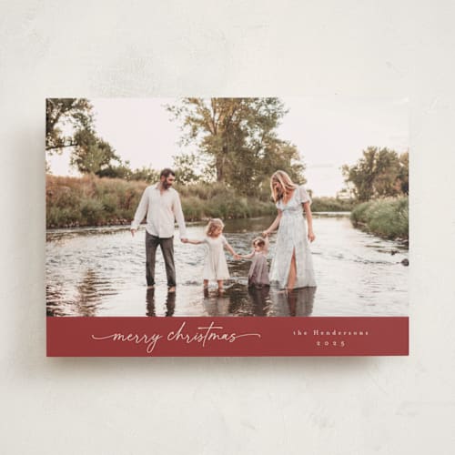 This is a berry holiday photo cards with standard by Christy Hy Lee called modernist printing on recycled smooth signature in standard