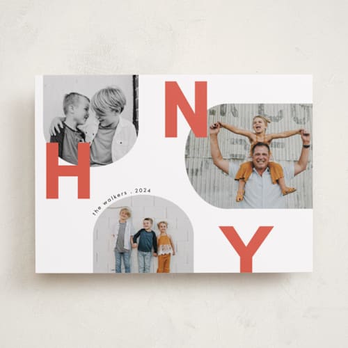 This is a cherry cobler holiday photo cards with standard by Morgan Kendall called modern curves printing on recycled smooth signature in standard