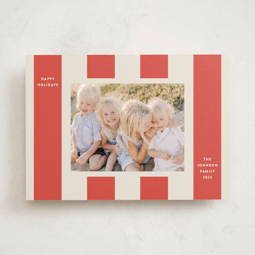 This is a stocking holiday photo cards with standard by Megan Davis called aperitivo printing on recycled smooth signature in standard