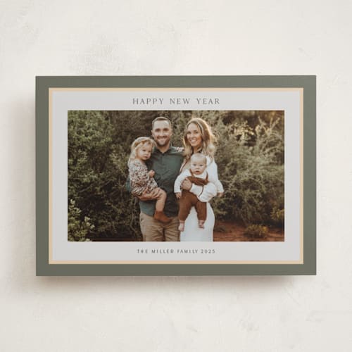 This is a sage holiday photo cards with standard by Nicole Walsh called frame printing on recycled smooth signature in standard