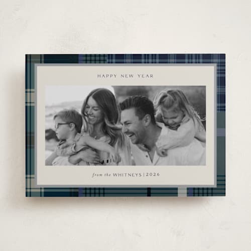 This is a sea holiday photo cards with standard by Makewells called antiqued plaid printing on recycled smooth signature in standard