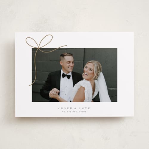 This is a winter holiday photo cards with standard by Yuliya Evseeva called little bow printing on recycled smooth signature in standard