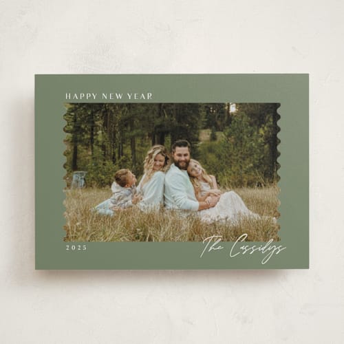 This is a sage holiday photo cards with standard by Yaling Hou Suzuki called joy ride printing on recycled smooth signature in standard