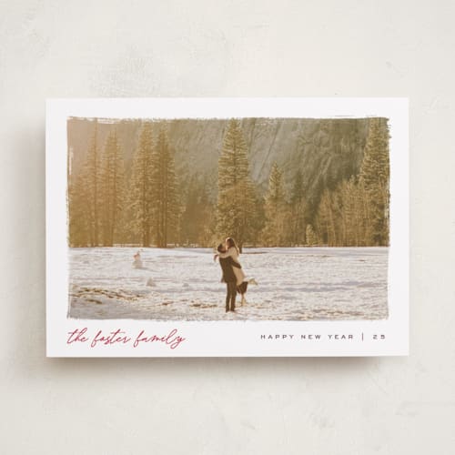 This is a holly holiday photo cards with standard by Pixel and Hank called edgy printing on recycled smooth signature in standard