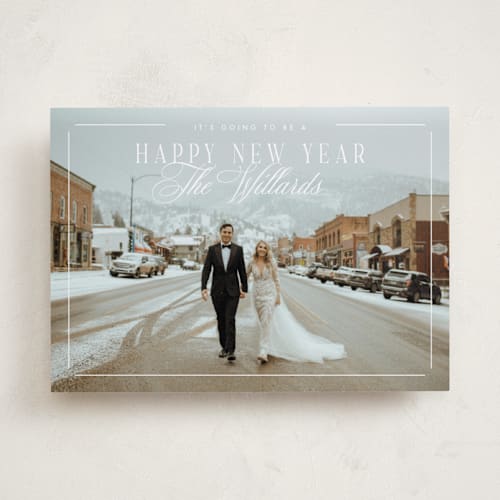 This is a snowmelt holiday photo cards with standard by Keen Peachy called marry christmas printing on recycled smooth signature in standard