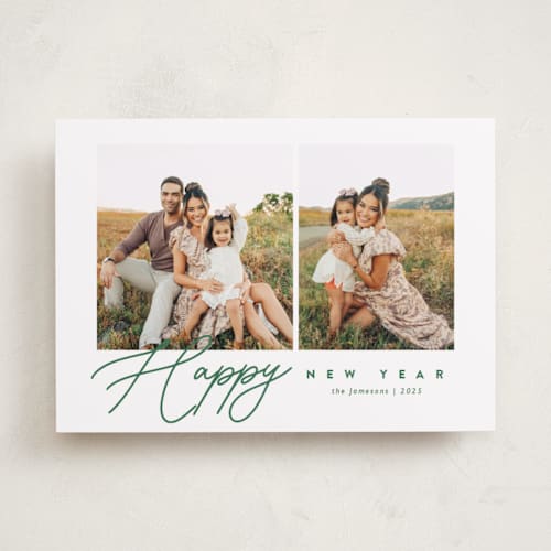This is a evergreen holiday photo cards with standard by Melanie Kosuge called elegant_1 printing on recycled smooth signature in standard