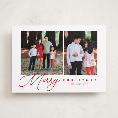 This is a peppermint holiday photo cards with standard by Melanie Kosuge called elegant_1 printing on recycled smooth signature in standard