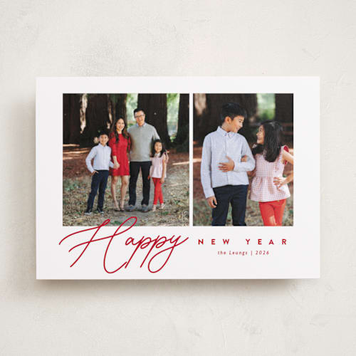 This is a peppermint holiday photo cards with standard by Melanie Kosuge called elegant_1 printing on recycled smooth signature in standard