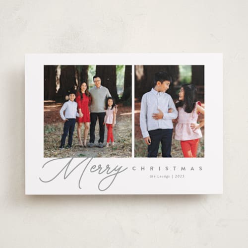 This is a silver bells holiday photo cards with standard by Melanie Kosuge called elegant_1 printing on recycled smooth signature in standard