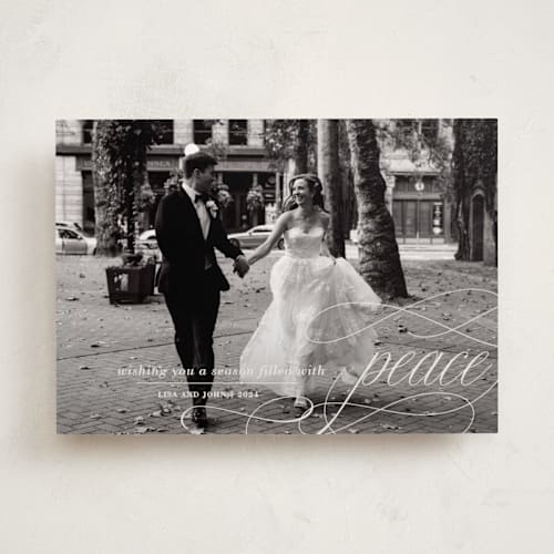 This is a ivory holiday photo cards with standard by Jackie Mangiolino called season filled with joy printing on recycled smooth signature in standard
