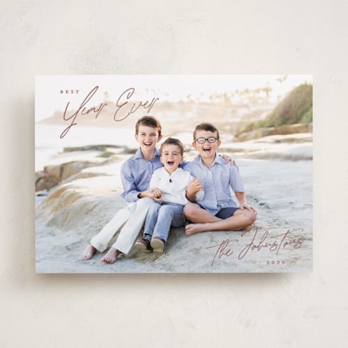 This is a pecan holiday photo cards with standard by Design Lotus called christmas time is here printing on recycled smooth signature in standard