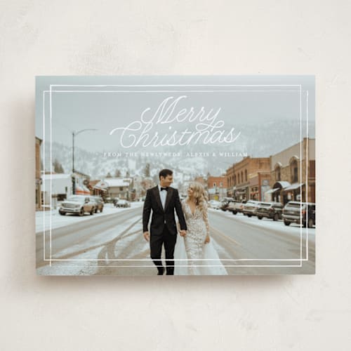 This is a snow holiday photo cards with standard by Anna Elder called a classic christmas printing on recycled smooth signature in standard