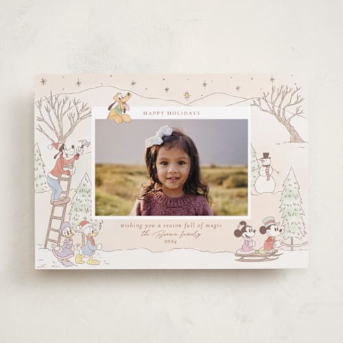 This is a cider holiday photo cards with standard by Sabrin Deirani called disney's mickey vintage christmas printing on recycled smooth signature in standard