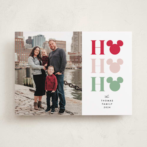 This is a peppermint holiday photo cards with standard by Vanessa Doyle called disney ho ho ho printing on recycled smooth signature in standard