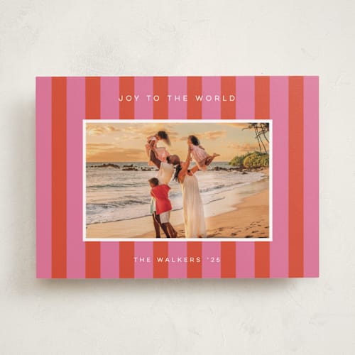 This is a strawberry holiday photo cards with standard by Morgan Kendall called cabana printing on recycled smooth signature in standard
