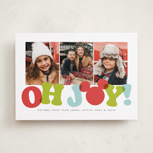 This is a carnival holiday photo cards with standard by Lea Delaveris called disney's mickey oh joy printing on recycled smooth signature in standard