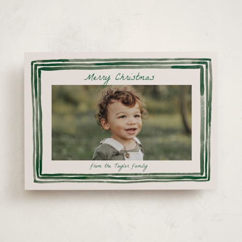 This is a forest holiday photo cards with standard by Alethea and Ruth called painted frame edge printing on recycled smooth signature in standard