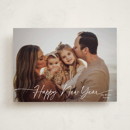 This is a eggnog holiday photo cards with standard by Benita Crandall called noël minimal printing on recycled smooth signature in standard